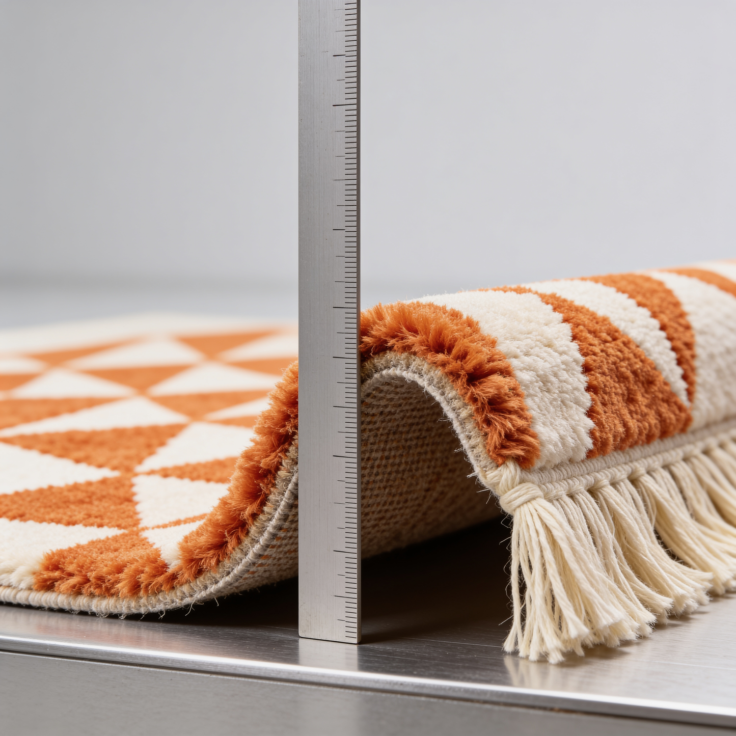 Tapis Berbère Mrirt Orange et Ivoire à Motifs Triangles | Berbère Tapis