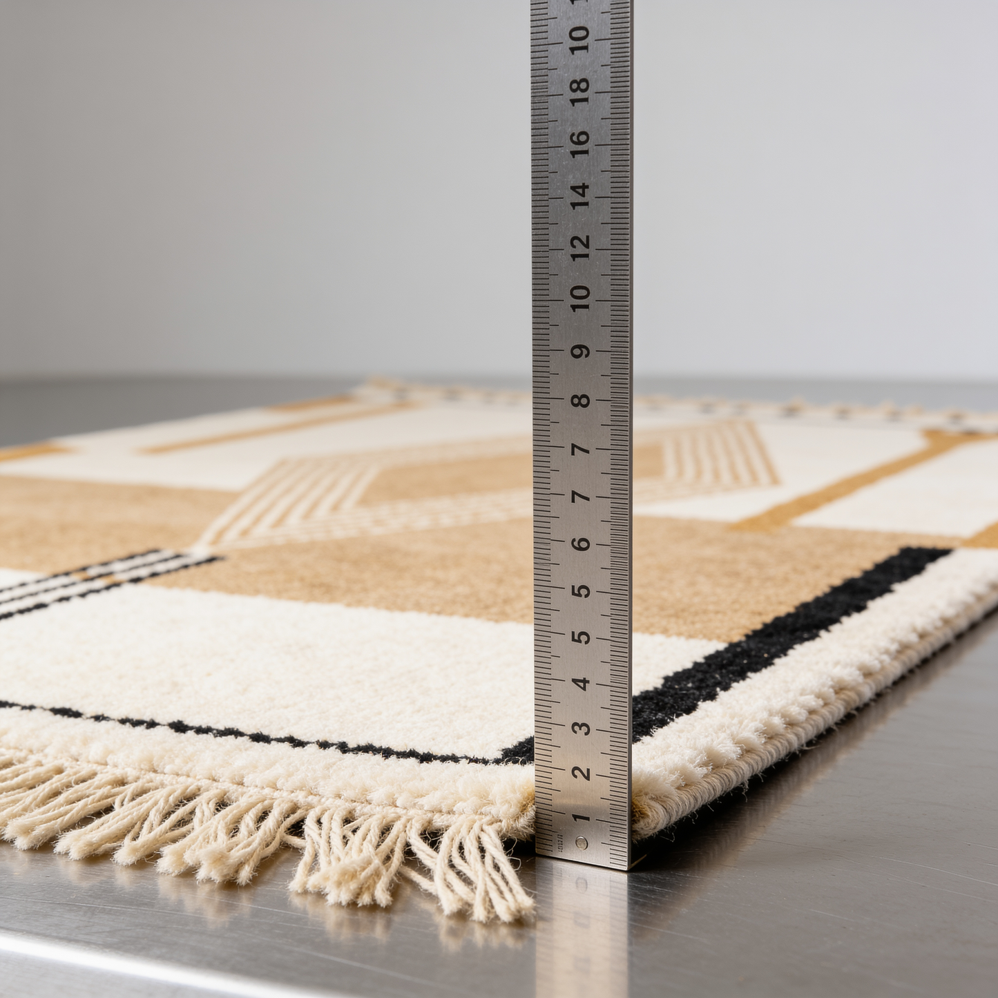 Tapis Berbère Beni Ouarain Géométrique Camel et Noir