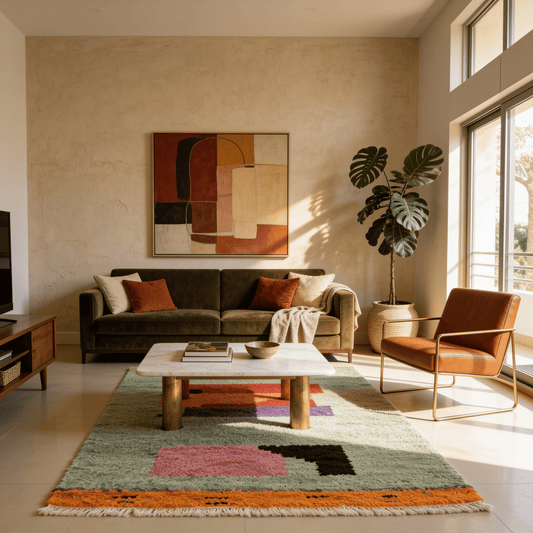Tapis Marocain Coloré - Motifs Abstraits Multicolores