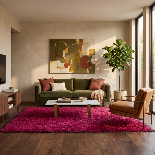 Reneda - Tapis Berbère vintage en situation dans un salon moderne