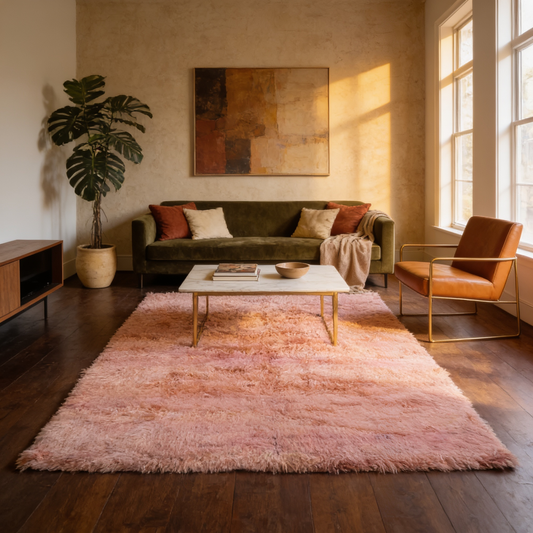 Tapis Berbère Boujad en situation dans un salon moderne