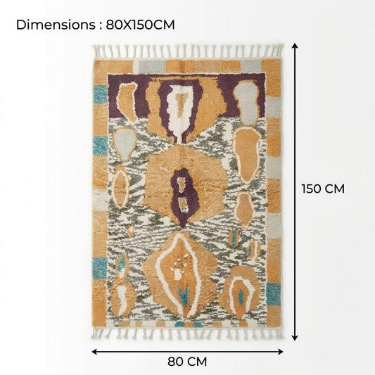 Tapis berbère Azilal 80 x 150 cm | motifs abstraits multicolores | Berbère Tapis