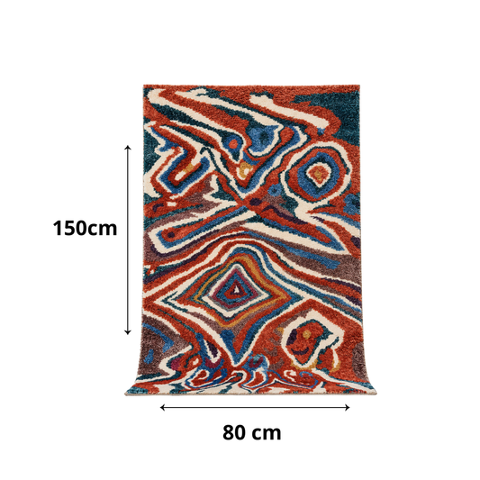 Tapis berbère multicolore à motifs abstraits ondulés