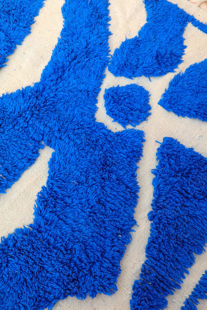 Tapis Berbère Béni Ouarain Moderne Bleu À Reliefs
