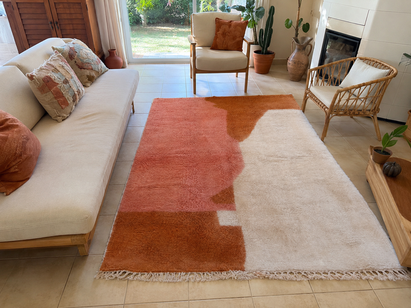 Tapis Azilal Contemporain Terracotta & Saumon | Fait Main | 250x150 cm
