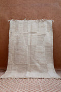 Tapis Berbère Béni Ouarain Blanc Moderne à Motifs Abstrait