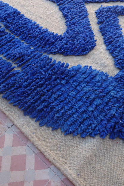 Tapis Berbère Béni Ouarain Moderne Bleu