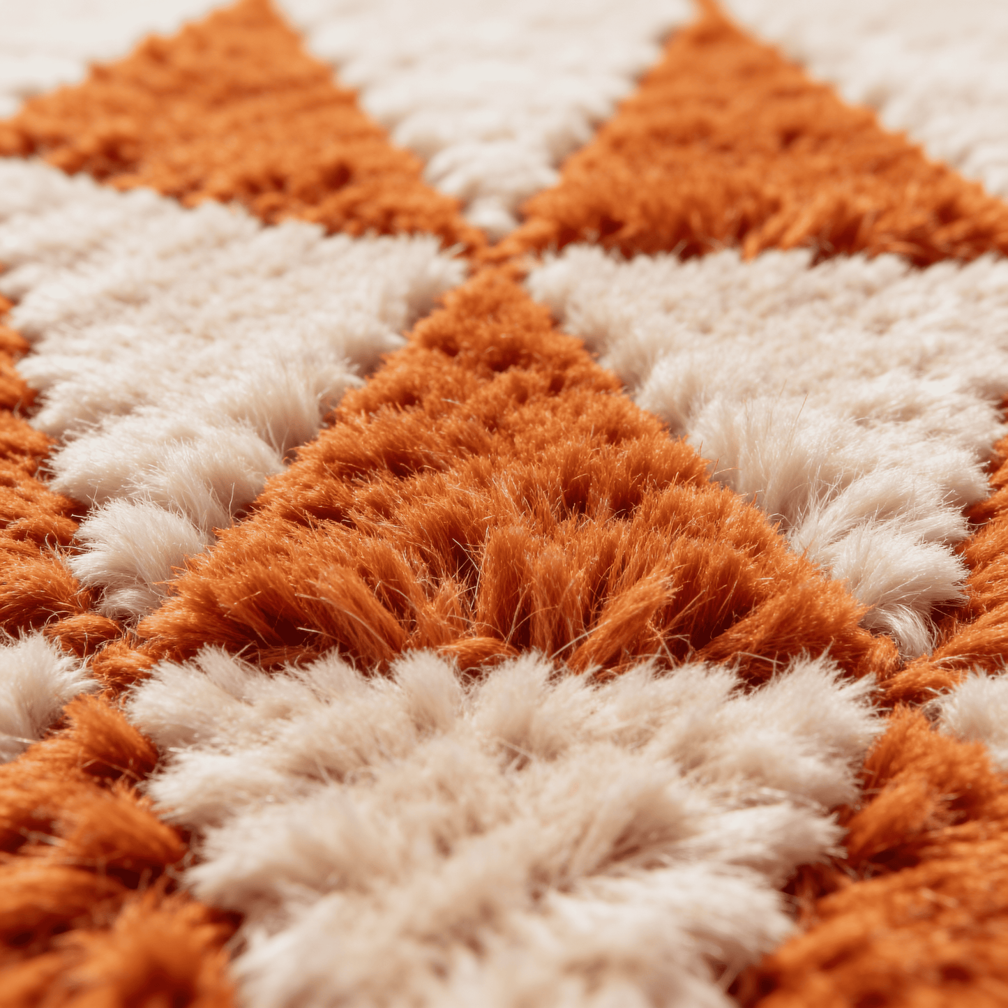 Tapis Berbère Mrirt Orange et Ivoire à Motifs Triangles | Berbère Tapis