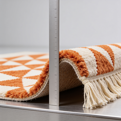 Tapis Berbère Mrirt Orange et Ivoire à Motifs Triangles | Berbère Tapis