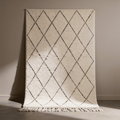Tapis Berbère Beni Ouarain | Résille Losanges Blanc et Noir Touffeté | Berbère Tapis