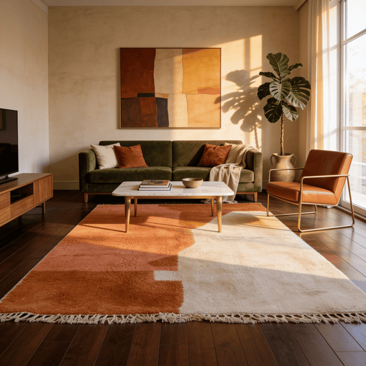 Tapis Berbère Azilal Contemporain Terracotta & Saumon