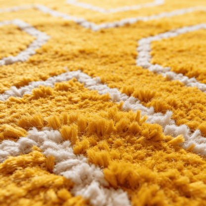 Tapis Berbère Beni Ouarain Jaune en Laine Véritable