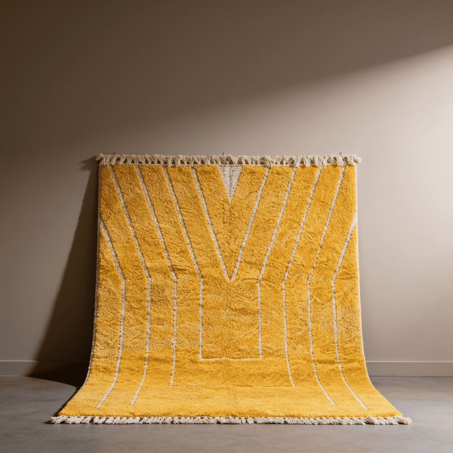 Tapis Berbère Beni Ouarain Jaune en Laine Véritable