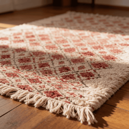 Tapis Berbère Beni Ouarain Rose à Losanges