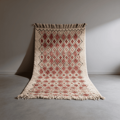 Tapis Berbère Beni Ouarain Rose à Losanges