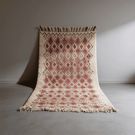 Tapis Berbère Beni Ouarain Rose à Losanges
