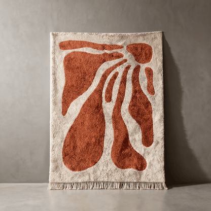 Tapis Berbère Beni Ouarain Abstrait Terracotta