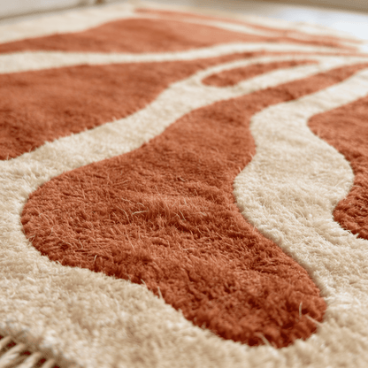 Tapis Berbère Beni Ouarain Abstrait Terracotta