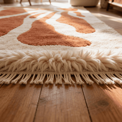 Tapis Berbère Beni Ouarain Abstrait Terracotta