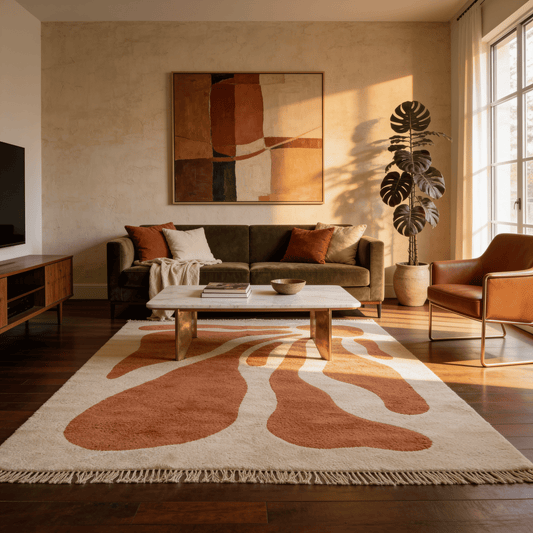 Tapis Berbère Beni Ouarain Abstrait Terracotta