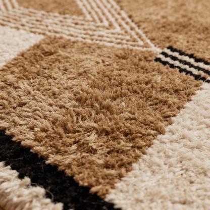 Tapis Berbère Beni Ouarain Géométrique Camel et Noir