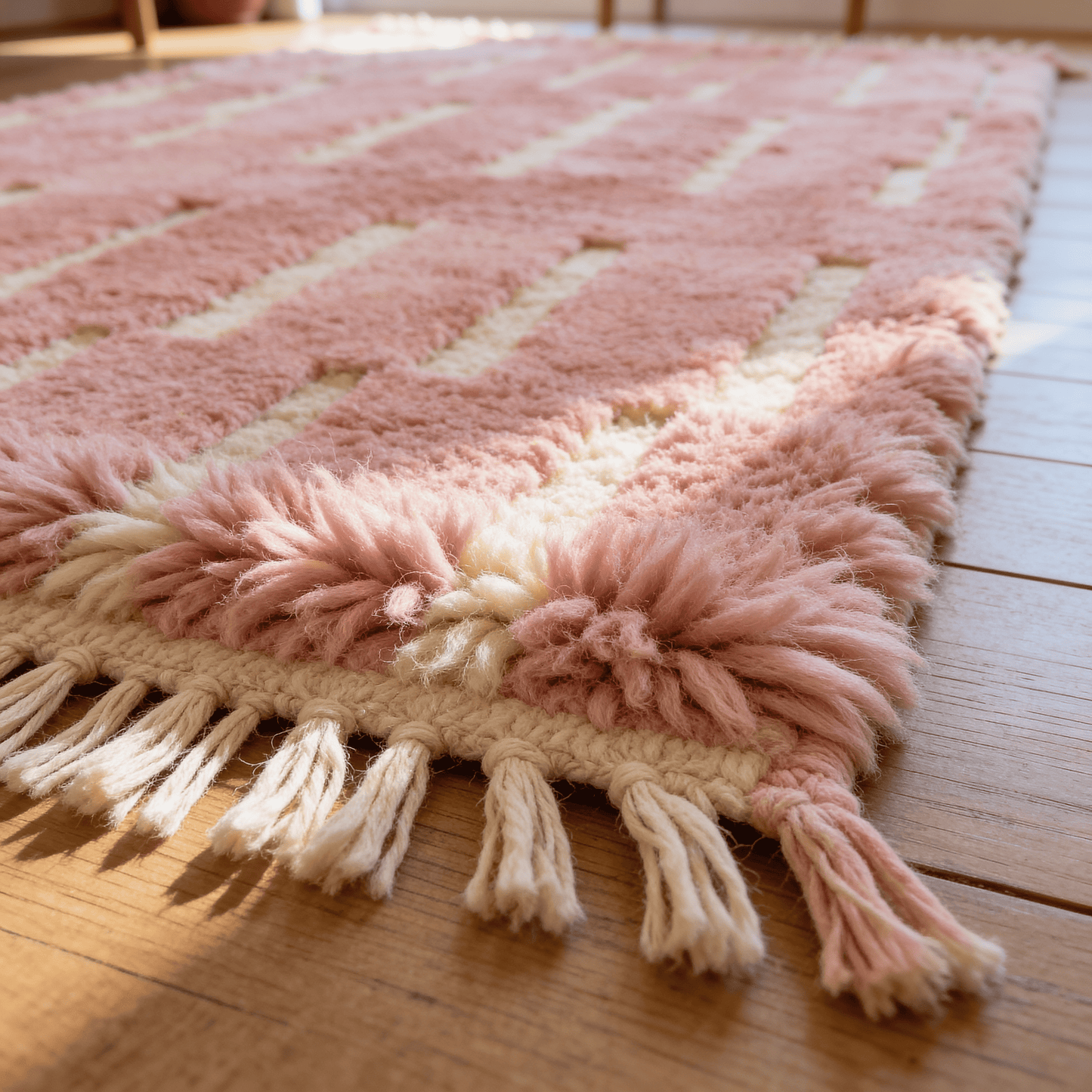 Tapis Berbère Rose Tissé à la Main