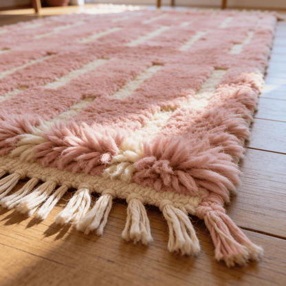 Tapis Berbère Rose Tissé à la Main