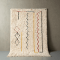 Tapis Berbère Azilal Blanc à Poils Longs