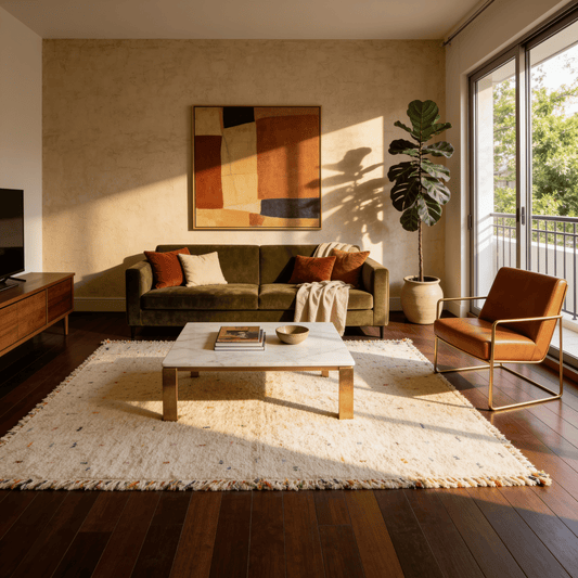 Tapis Berbère Azilal Blanc à Pois Colorés