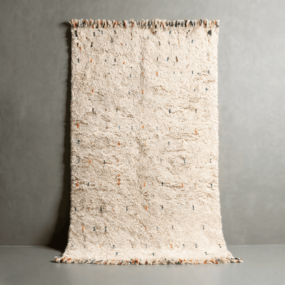 Tapis Berbère Azilal Blanc à Pois Colorés