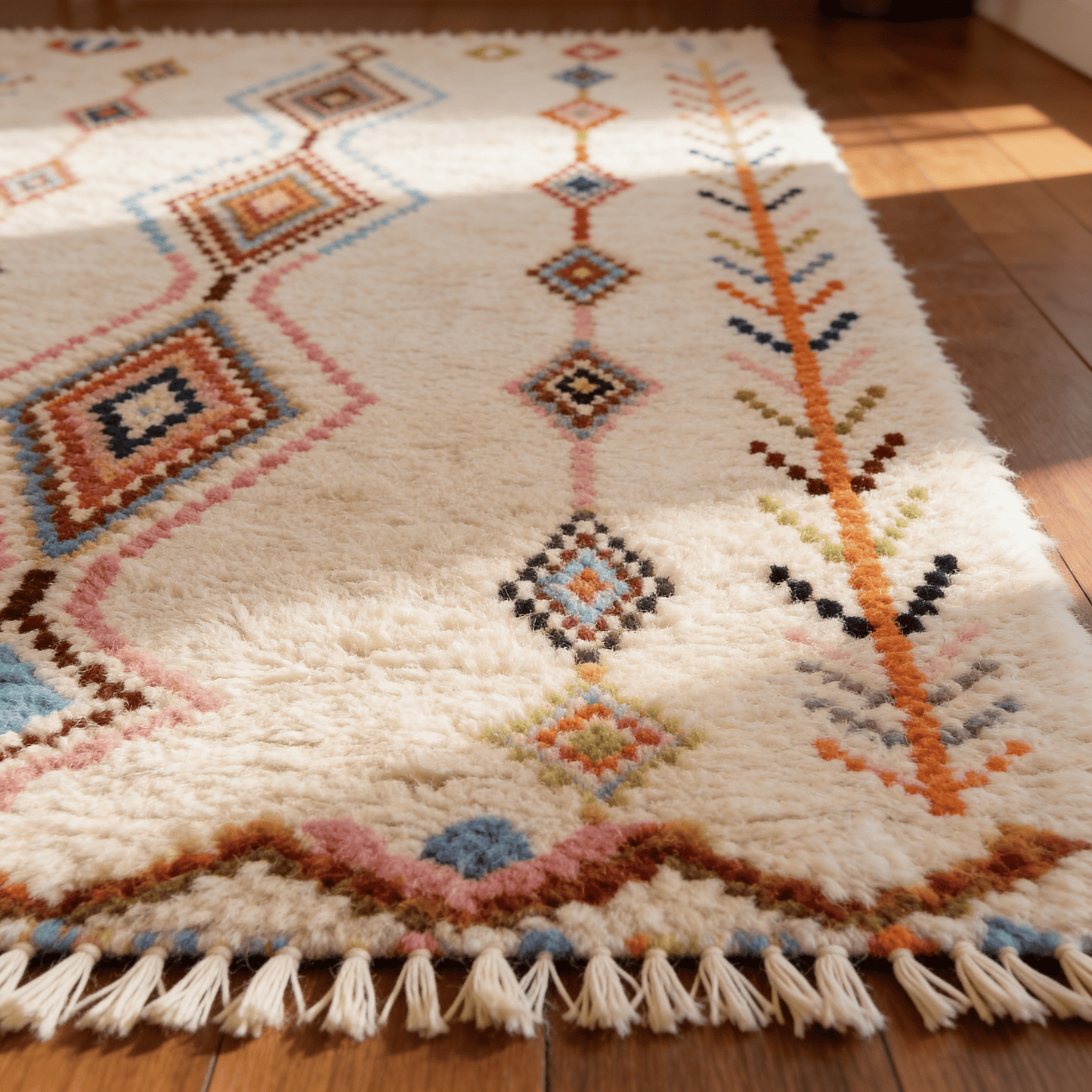 Tapis Berbère Azilal Coloré - Losanges Multicolores