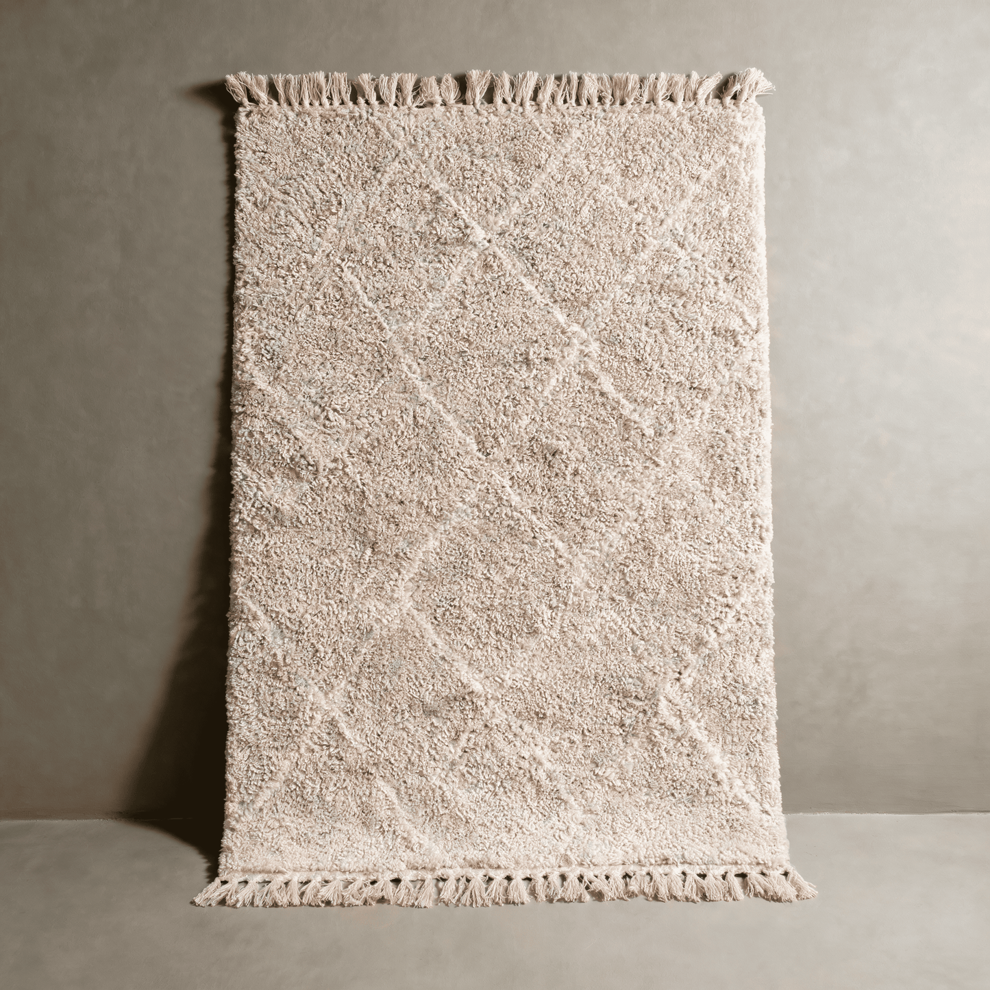 Grand Tapis Berbère Crème - Losanges Tonaux Ivoire