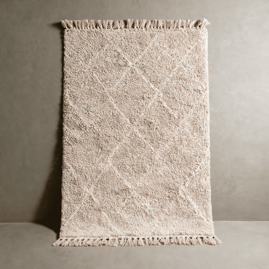 Grand Tapis Berbère Crème - Losanges Tonaux Ivoire
