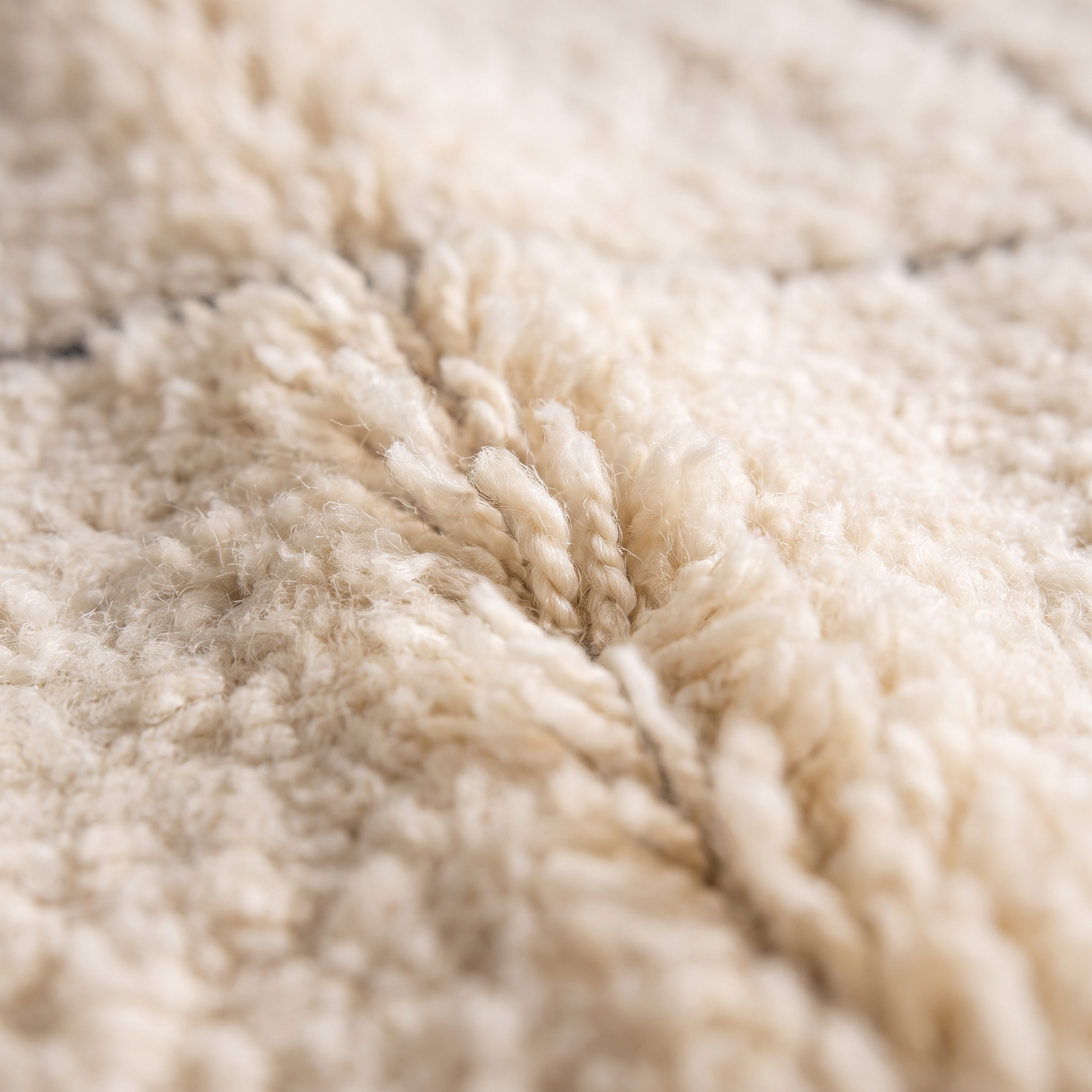 Mestara - Détail macro de la laine et du tissage du tapis Berbère