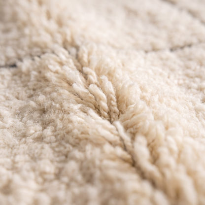 Mestara - Détail macro de la laine et du tissage du tapis Berbère