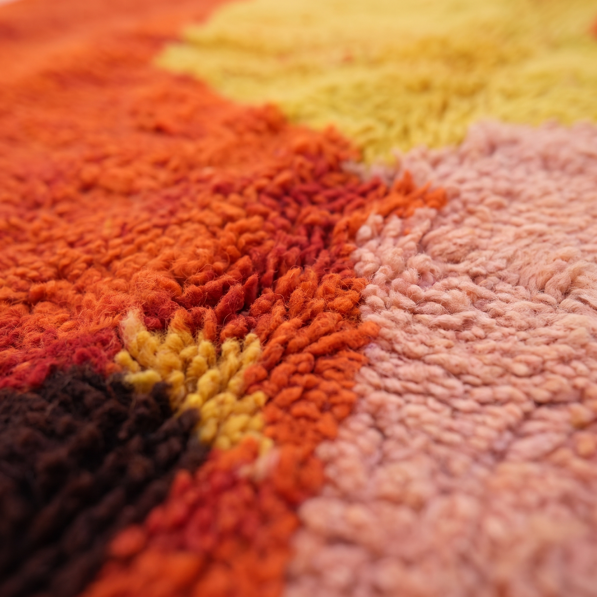 Tapis Berbère Azilal - détail macro de la laine et du tissage