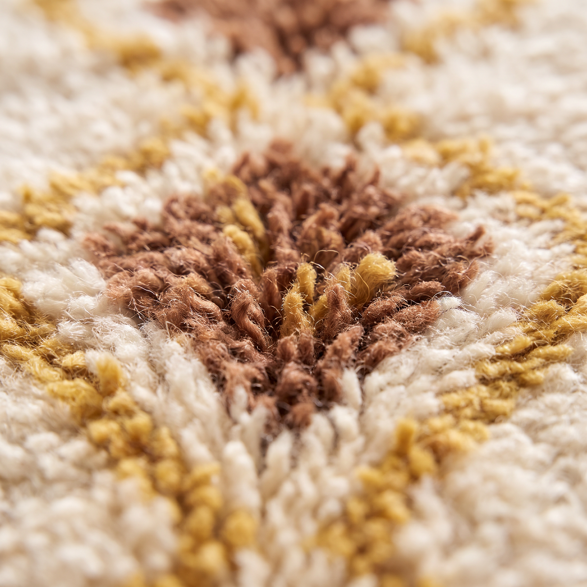 Tapis Berbère Azilal écru - détail macro de la laine et du tissage