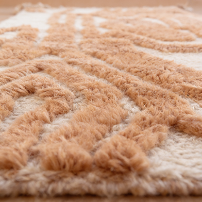 Tapis Berbère Béni Ouarain - détail macro de la laine et du tissage