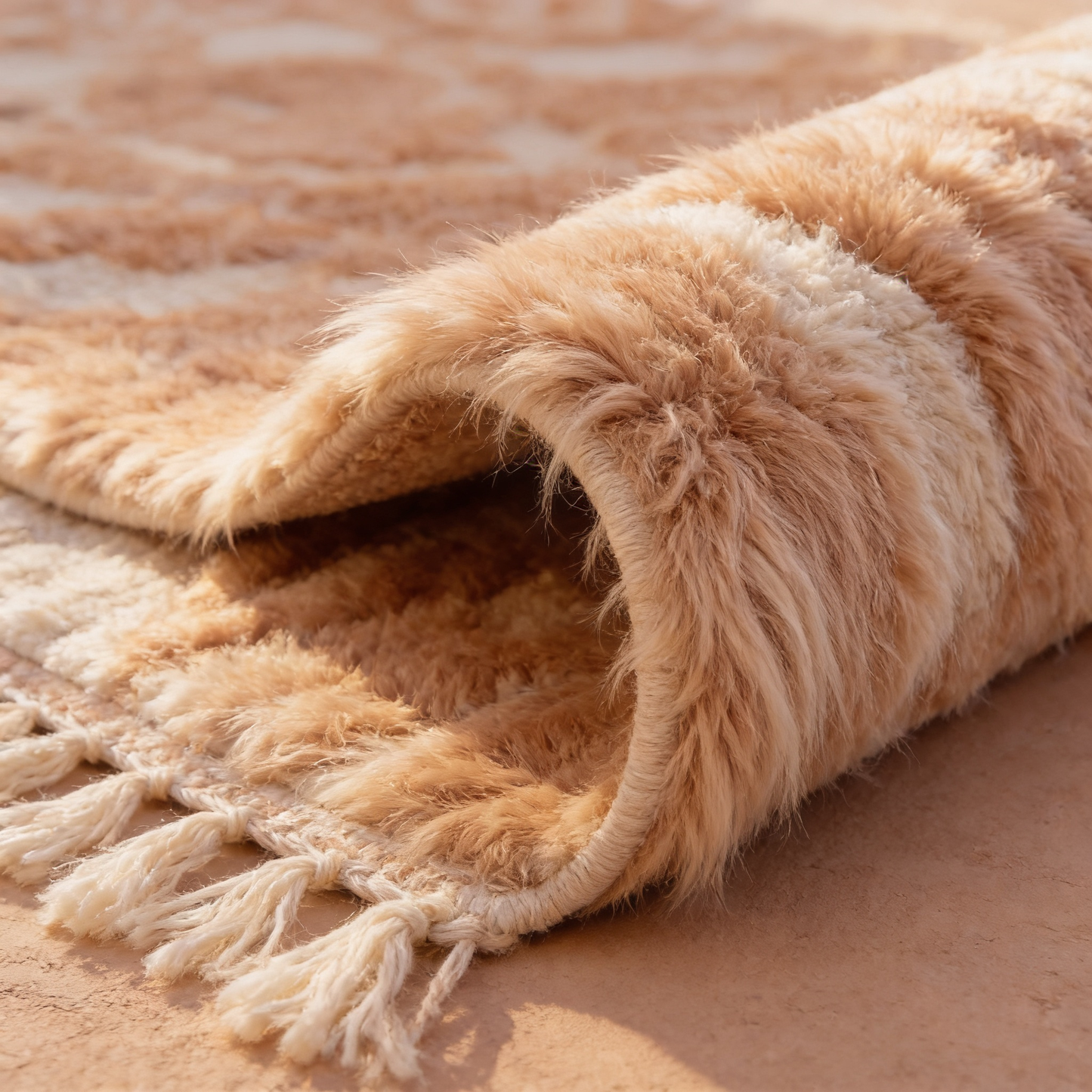 Tapis Berbère Béni Ouarain - gros plan sur l'épaisseur du poil