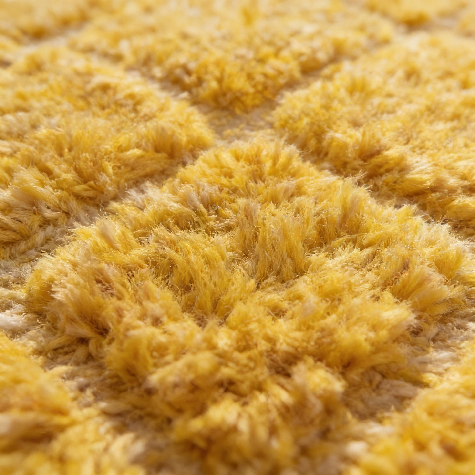 Tapis Berbère Béni Ouarain jaune - détail macro de la laine et du tissage