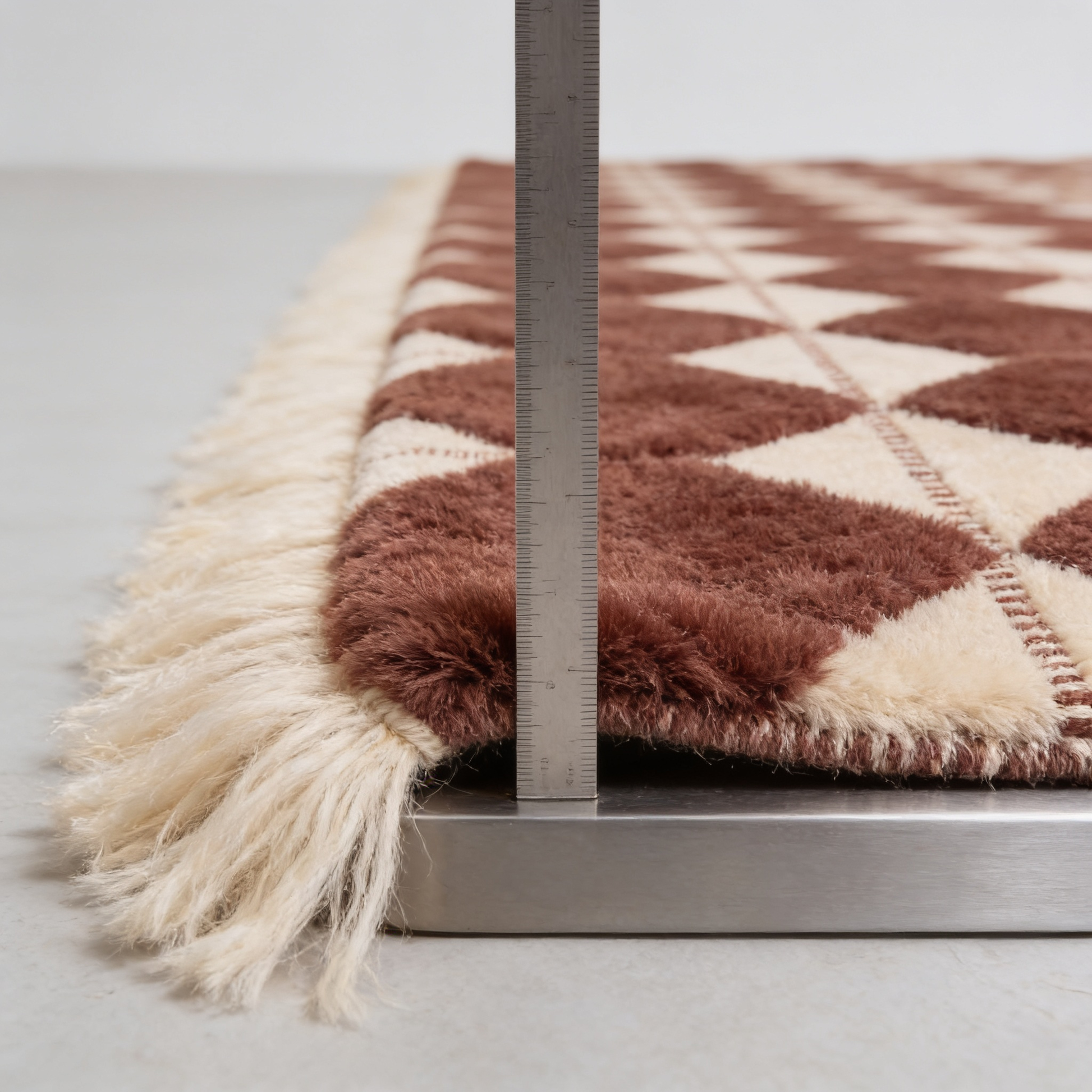 Tapis Mrirt de couloir Terre Rouge - mesure de l'épaisseur avec une règle graduée
