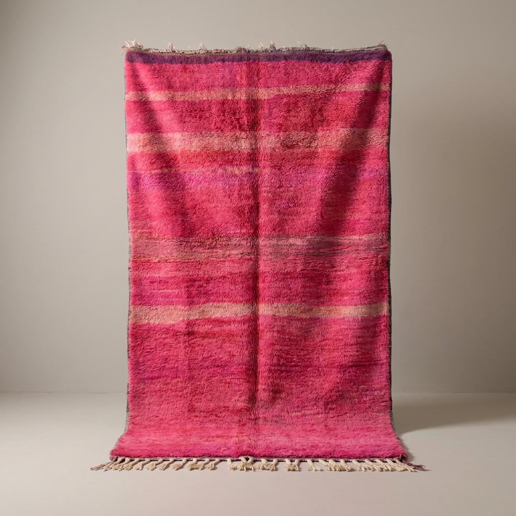 Tapis Berbère Boujad, vue de face sur fond gris studio