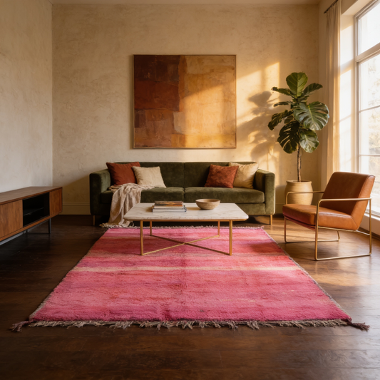 Tapis Berbère Boujad en situation dans un salon moderne