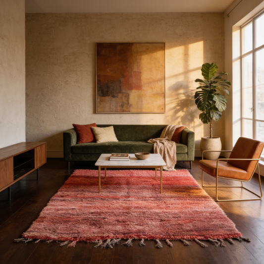 Tapis Berbère Boujad en situation dans un salon moderne