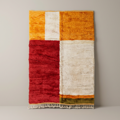 Tapis Berbère Mrirt, vue de face sur fond gris studio