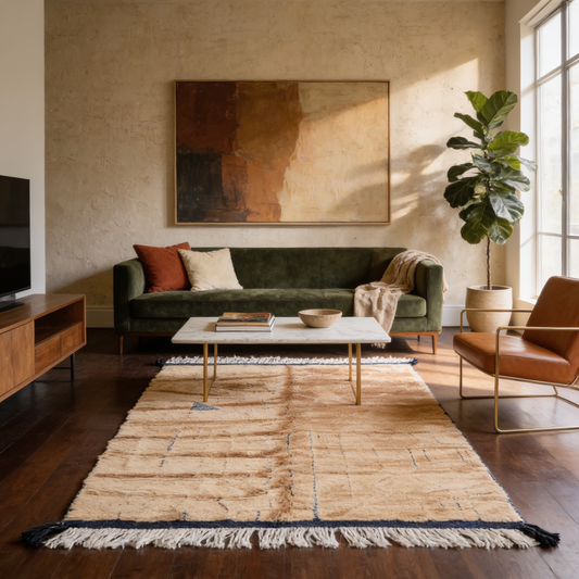 Tapis Berbère Mrirt en situation dans un salon moderne