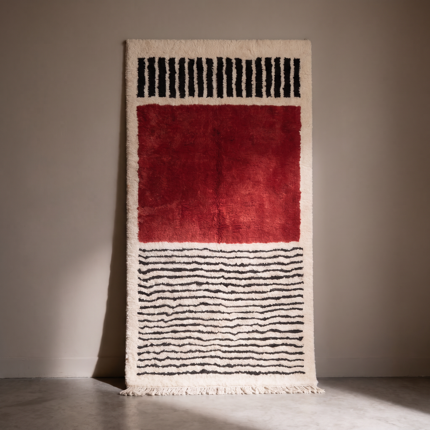 Tapis Berbère Beni Ouarain Shaggy Rouge Bordeaux