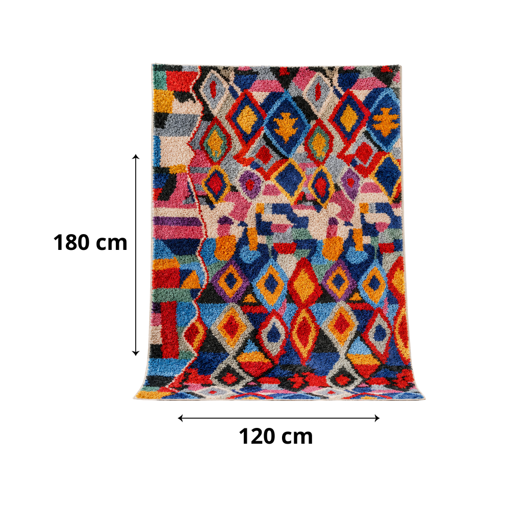 Tapis berbère Boujaad multicolore 120x180 cm, motif losanges touffeté – Berbère Tapis