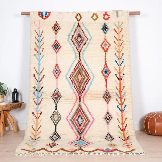 Tapis Azilal Coloré Losanges Multicolores - vue principale - tapis berbère fait main au Maroc