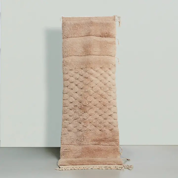 Tapis Azilal Rose Texturé - vue principale - tapis berbère fait main au Maroc